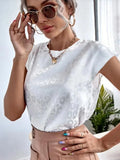 O-neck White Casual Shirts Fashion Women Leopard Print Tops Streetwear Short Sleeve Jacquard Blouse Blusas Shirt