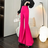 Sexy Split Flare Pants Women High Waist Slim Boot Cut Trousers Spring Vintage Korean Streetwear Long