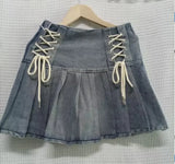 Clothes Harajuku Women's Summer Denim Skirt High Waist Bandage Jupe 2023 Faldas De Mujer Korean Fashion Slim Mini Skirts-Outfit