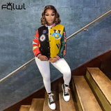 Winter Black Baseball Fashion Leather Jackets For Women 2021 Patchwork Black Top Jackets And Coats Varsity Bomber