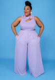 Cut Out Sleeveless Crop Top and Long Skirts Plus Size Two Piece