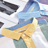 Linen Shirt Men's Trend 7-Minute Sleeves Loose Medium Sleeves In Summer Light Style Korean Fashion Half-Sleeved Shirts-Outfit