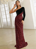 Sequin Ruched One-Shoulder