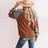 Patchwork Sweatshirt Woman Casual Loose Long Sleeve O-Neck Aesthetic Streetwear Fashion Autumn Pullover Elegant