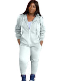 Plus Size Casual Zipper Hoode Two Piece