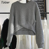 Style Tops Cotton Kink Design Pullovers Women 2022 Autumn Trend Korean Style Short Niche Pullover Fashion