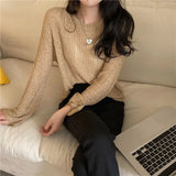 Women Solid Long Sleeve O-neck Loose Elasticity Sweet Korean Style Lazy Chic Gentle Outwear Sweaters Knitted