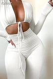 Summer Winter Sexy Black Womens Jumpsuit 2023 White Black Bandage Long Sleeve Bodycon Jumpsuits One Piece Outfits
