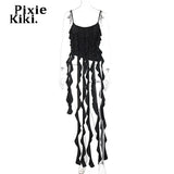 Ruffle Fringe Asymmetric Crop Top Girly Y2k Streetwear Sexy Summer Tank Tops Fairycore Camisole