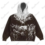 retro ins style women autumn hoodie new style personalized 3D printing pattern loose pullover couple hooded sweatshirt-Outfit
