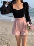 Collar Long Sleeve Woman Sweaters Knitted Pullover Women Spring Autumn Sweater Winter Tops For Women Black White
