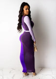 Contrast Color Sexy Deep-V Long Bodycon