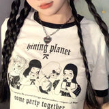 Women Vintage Clothes y2k Crop Tops Summer 2023 Cartoon Character Printed Short Sleeve T-shirts Aesthetic Clothing Streetwear-Outfit