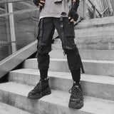 Men's Autumn And Winter Loose Tide Brand Ruffian Handsome Ins Hip-Hop Hip-Hop Wide-Legged Pants With Many Pockets-Outfit