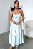 Women's New Slings Solid Color Waist Dress Low Breast Elegant Women's Big Skirt