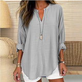Women's Clothing Spring And Autumn Small V-Neck Long Sleeves Independent Day Crumums Simple Casual Temperament T-Shirt Long