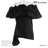 Spring And Summer Shoulder-To-Shoulder Card Doll Thorny Shape Shirt Shirt Shirt Female