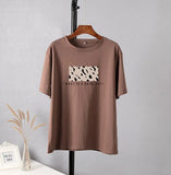 Leopard Printed T Shirt Women 100% Cotton Oversized Gothic Graphic Female Soft Tops Harajuku Loose Cusual Tees