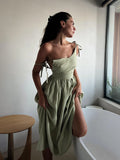 V-Necked Suspension Dresses 2025 Spring New Temperament Elegant Sexy Strap-On Striped Slings Long
