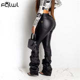 Fall Faux Pu Leather Black Pants High Waist Stacked Pants Women Trousers Winter Skinny Legging Sexy Bodycon Pants