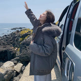 Real Photo Wool Collar Cotton-Padded Jacket Women Winter 2024 New Thickened Design Sense Loose Tooling To Overcome Cotton-Padded Jacket Jacket-Outfit
