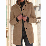 Autumn And Winter Women's New Ebay Retro Solid Color Button Collar Hair