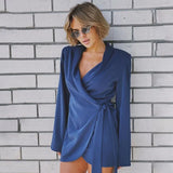 Autumn 2022 Wrap Mini Dress for Women Fashion Outfits Long Sleeve Tie Up Party Club Dresses Vestido