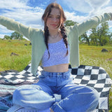Strap Floral Graphic Cropped Tops Fashion Printing Backless Purple Camis Tops Chic Summer Cute