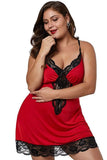 Sexy Plus Size Straps V Neck With Lace Mini Dress