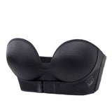 Cup Push Up Bra Front and Behind Buckle Underwear Women Sexy Deep V Strapless Stealth Brassiere Wire Free Thicken