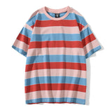 2020 Summer Brand Casual Washed T-Shirts Men Vintage Contrast 100% Cotton Tops Striped Fashion Male T