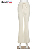 Puss Skinny Women Velvet Flare Pants High Waist Y2K Joggers Chic E Girl 2021 Fashion Elegant Streetwear Lace Up