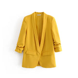 New Pleated Sleeve Sag Urban Leisure Candy Color Women's Suit Coat-Outfit