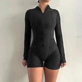 Burst Jumpsuit Zipper High-Collar Women's Tight-Sleeved