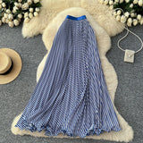 Fashion Folding Wave Half-Dress French Sweet High-Waisted A-Shaped Skirt Mid-Long Folds