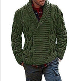 Toloer New Men's V-Neck Double Breasted Thick Knit Cardigan