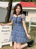 Flower Sexy Dress Women Summer Elegant Party Mini Dresses Female Designer Chic Holiday Korean Fashion Dress 2022