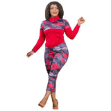 Size S-5XL 2 Piece Outfits for Women Camouflage Printed Stretch Casual Joggor Fitness Matching Set Wholesale