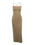 Knitted Suspender Sexy Split Dress Summer Women's Temperament Spicy Dress-Outfit