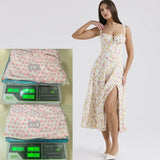 New Sexy Bare Back Sling Dress Holiday Breeze Flower Fork Long