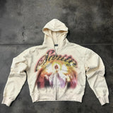 Street H-Hang Hop Star Girl Print Black Zipper Hoodie Female Y2k Harajuku Coat