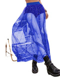 Nightclub Sexy Perspective Pleated Lace Hip Skirt Net Gauze High Waist Half Skirt-Outfit