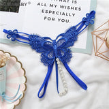 Temptation Butterfly Type Pearl Massage Women G-String Thong Sweet Girl Hollow Embroidery Underwear Panties Lingerie