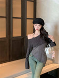 Body Sling Vest Folded Jersey Women's Autumn New Long-Sleeved Knitted Top Two