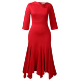 Women's 2025 Autumn And Winter 2025 New Twill Solid Color High-Waist Irregular Fishtail OL African