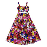 TWOTWINSTYLE Print Two Piece Set Womens Square Collar Sleeveless Tops High Waist Midi Skirts Colorblock Sets Female Clothing