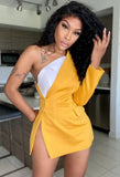 Sexy Patch One Shoulder Split Blazer