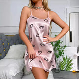 Women's Ice Ribbon Pajamas Sexy Bare-Back Pajamas Women's Thin Breathable Print Halter Skirts-Outfit