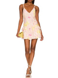 Floral Print Short Strap Dress Woman 2023 Spring Summer Casual Sexy Hot Girl A-Line Ruffled Mini Dress