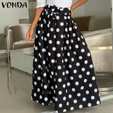 Skirts Polka Dot High Waist Long Skirt 2021 VONDA Female Sexy Pleated Party Maxi Skirts Faldas De